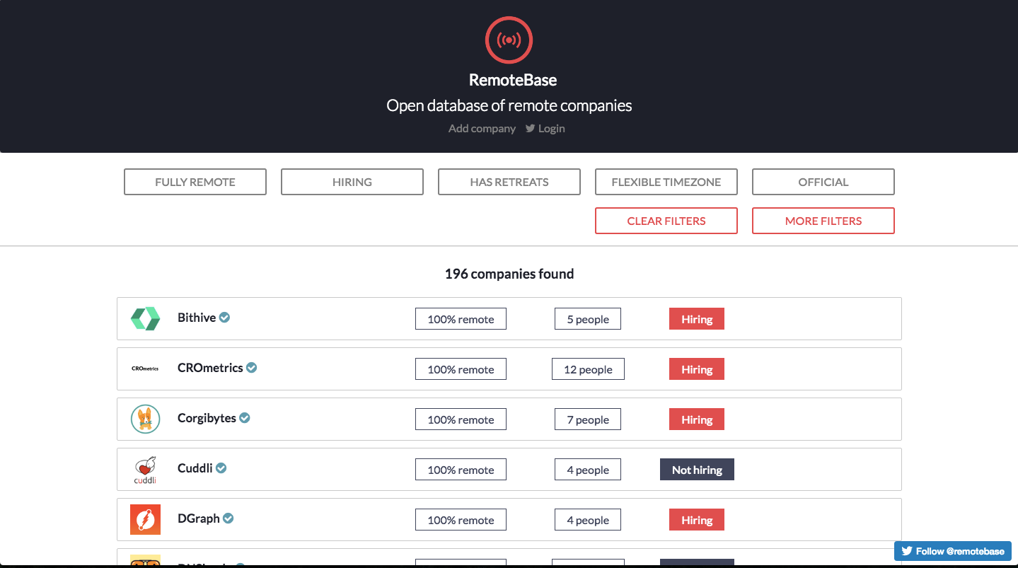 a screenshot of the main page of RemoteBase